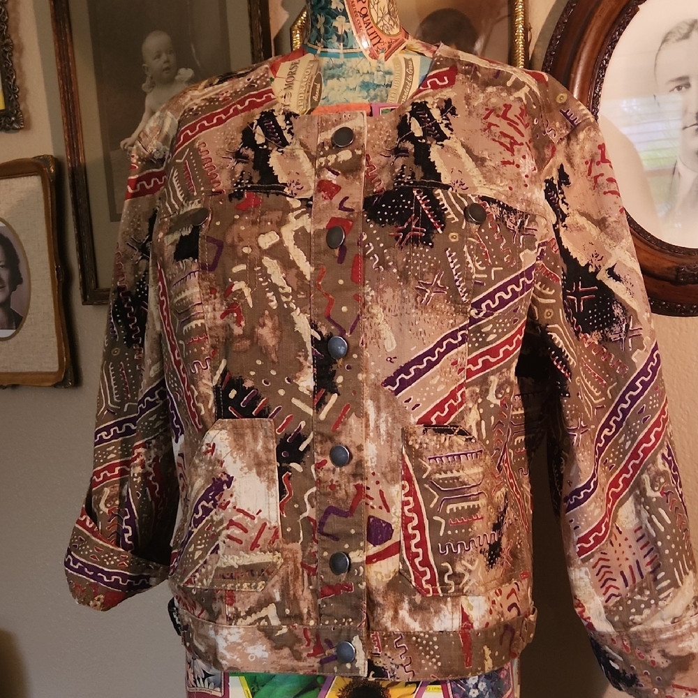 Abstract Multicolor Button-Up Jacket